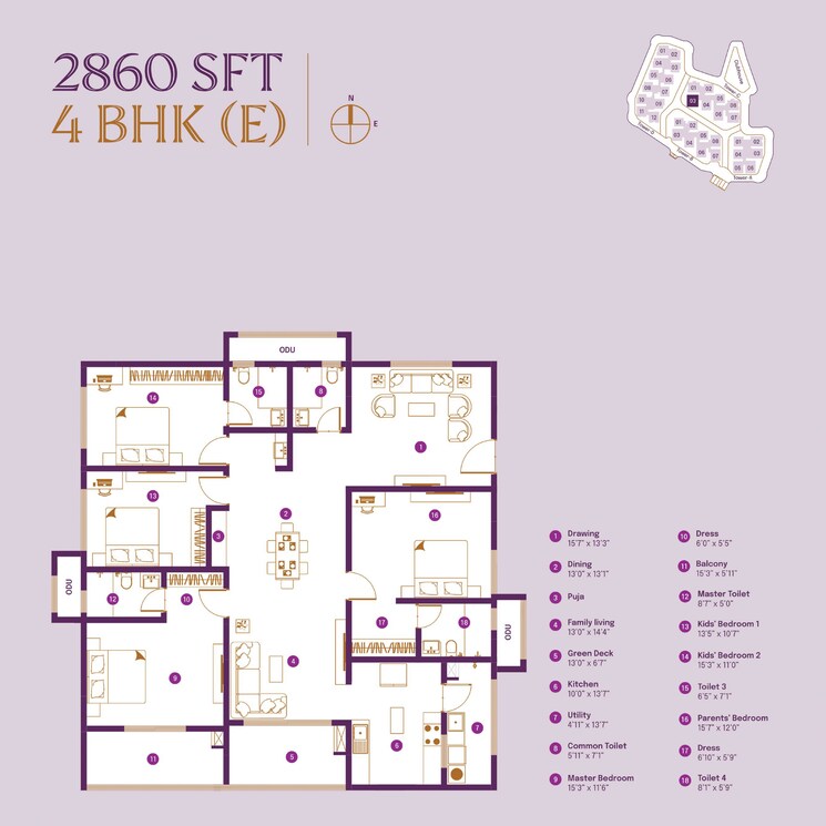 Floor Plan, asbl-landmark 3 Bedroom 2065 Sq.Ft. Apartment In Kukatpally Hyderabad 7584186