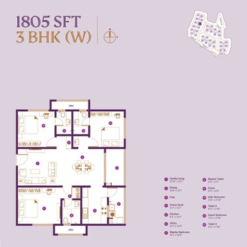 Floor Plan in 3 BHK Apartment at ASBL Landmark, Kukatpally – for Sale