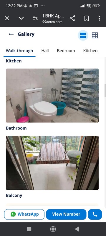 Bathroom in 1 BHK Apartment at Rutu City, Kasarvadavali – for Sale