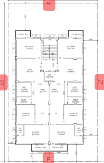 Floor Plan in 3 BHK Apartment at New Town Action Area ii – for Sale