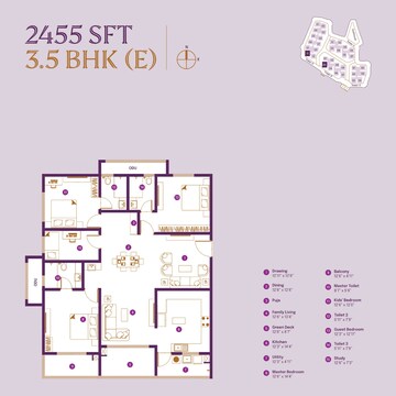 Floor Plan in 3.5 BHK Apartment at ASBL Landmark, Kukatpally – for Sale