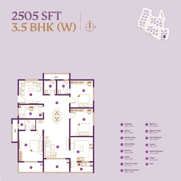 Floor Plan in 3.5 BHK Apartment at ASBL Landmark, Kukatpally – for Sale