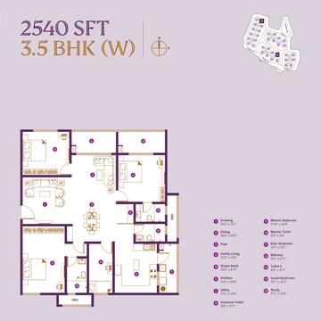 Floor Plan in 3.5 BHK Apartment at ASBL Landmark, Kukatpally – for Sale