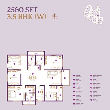Floor Plan in 3.5 BHK Apartment at ASBL Landmark, Kukatpally – for Sale