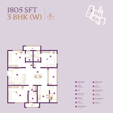 Floor Plan in 3.5 BHK Apartment at ASBL Landmark, Kukatpally – for Sale