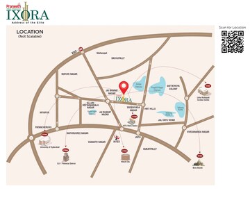 3.5 BHK Apartment – Map Location View at Praneeth Pranav Ixora, Hydernagar - for Sale