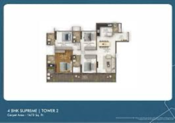 Floor Plan in 4 BHK Builder Floor at Gera Island of Joy, Manjri Budruk – for Sale