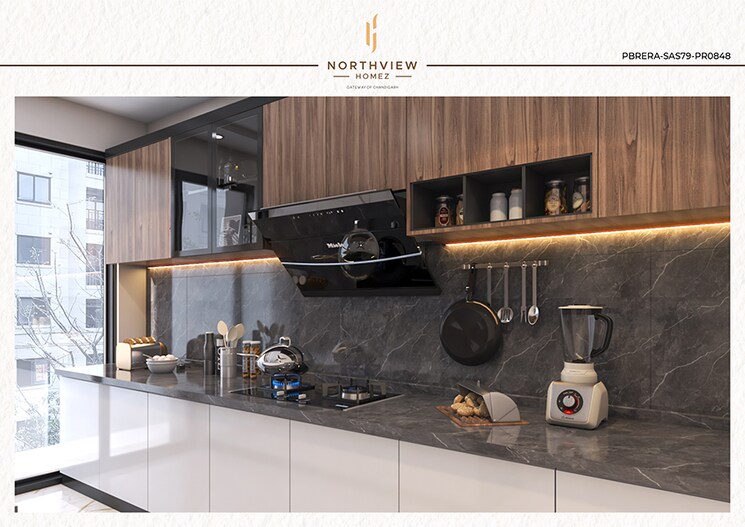 Kitchen, northview-homez 4 Bedroom 2891 Sq.Ft. Penthouse In Ambala Highway Zirakpur 7591613