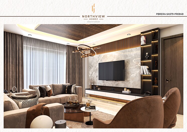 Living Room, northview-homez 4 Bedroom 2891 Sq.Ft. Penthouse In Ambala Highway Zirakpur 7591613