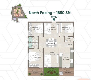 Floor Plan in 3 BHK Apartment at Velmala – for Sale
