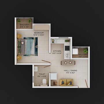 Floor Plan in 1 BHK Apartment at VBHC Springwater, Palghar – for Sale