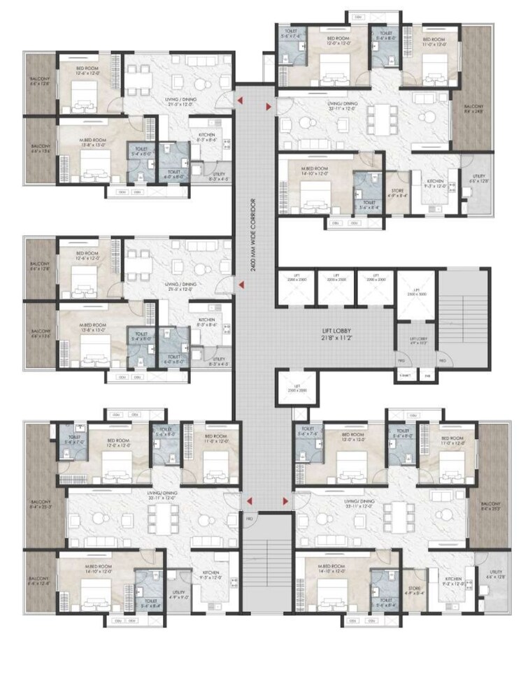 Floor Plan, namishree-vrindavan 3 Bedroom 2190 Sq.Ft. Apartment In Kondapur Hyderabad 7598348