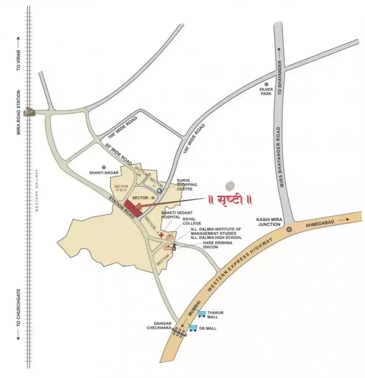 Map Location, kalpataru-srishti 1 Bedroom 448 Sq.Ft. Apartment In Mira Road Thane 7600661