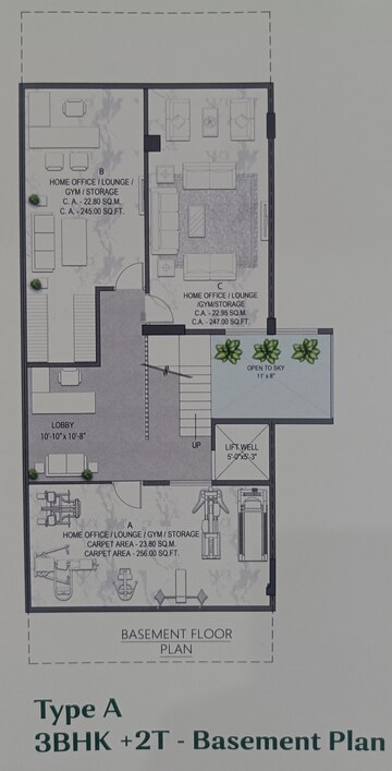 Floor Plan in 3 BHK Builder Floor at Landmark Avana, Sector 95 – for Sale
