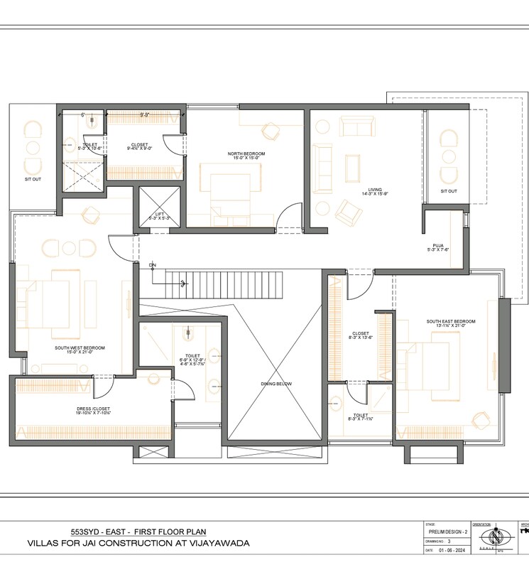 Floor Plan, gunadala 5 Bedroom 4500 Sq.Ft. Villa In Gunadala Vijayawada 7605419