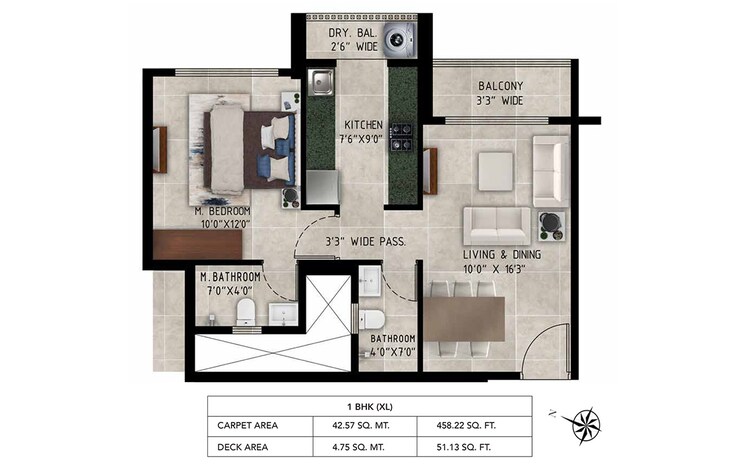 Floor Plan, ajmera-crosstown-one 2 Bedroom 710 Sq.Ft. Apartment In Kalyan West Thane 7606626