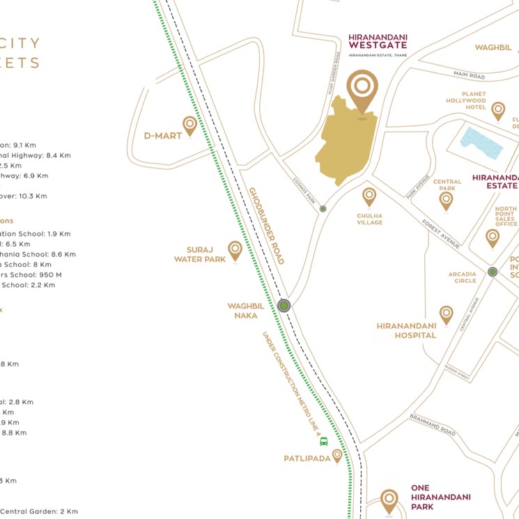 Map Location, hiranandani-westgate 2 Bedroom 756 Sq.Ft. Apartment In Kavesar Thane 7607743