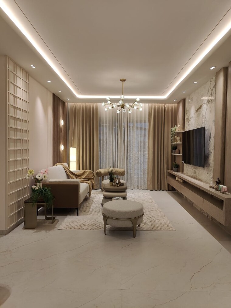 Living Room, dosti-west-county-phase-2-dosti-cedar 3 Bedroom 1264 Sq.Ft. Builder Floor In Balkum Pada Thane 7609276
