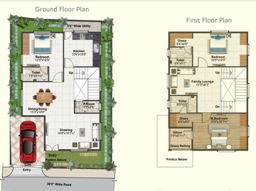 Floor Plan in 3 BHK Villa at Squarius Green Ridge, Kowkoor – for Sale
