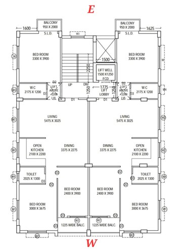 Floor Plan in 3 BHK Apartment at New Town – for Sale