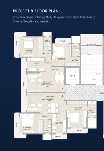 Floor Plan in 1 BHK Apartment at Blue Ozone Residency, Dahisar – for Sale