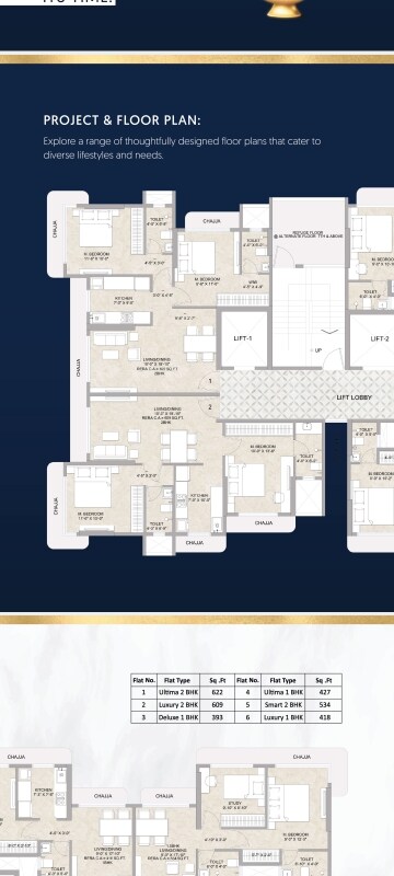 Floor Plan in 1 BHK Apartment at Blue Ozone Residency, Dahisar – for Sale