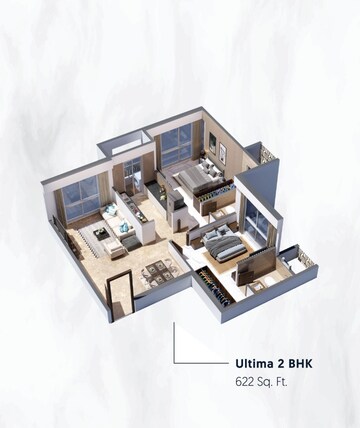 Floor Plan in 2 BHK Apartment at Blue Ozone Residency, Dahisar – for Sale