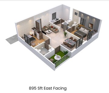 Floor Plan in 2 BHK Apartment at Shivantha Gardenia, Isnapur – for Sale