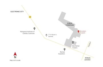 2 BHK Apartment – Map Location View at Sobha Brooklyn Towers Town Park, Hosur Road - for Sale