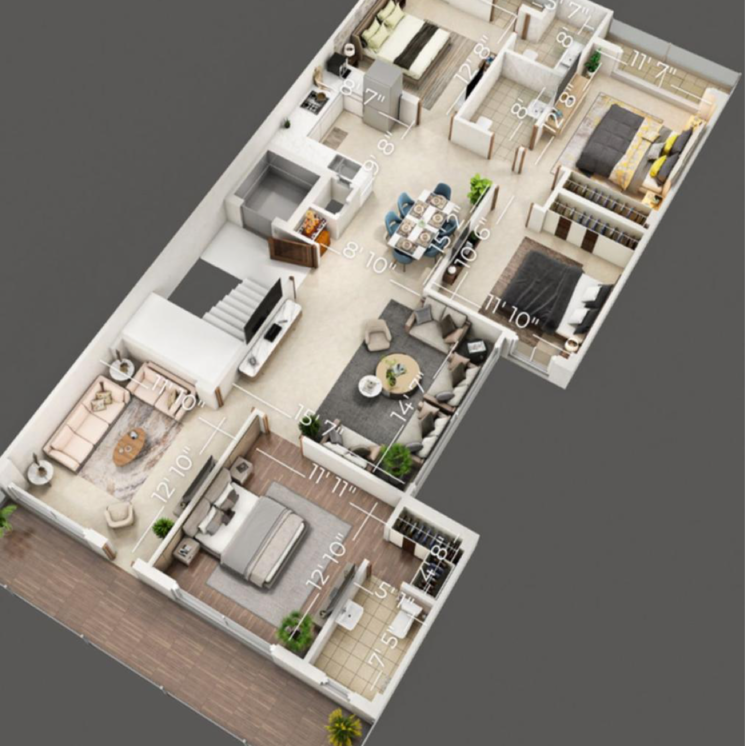 Floor Plan, adani-samsara-vilasa 4 Bedroom 270 Sq.Yd. Builder Floor In Sector 63 Gurgaon 7617462