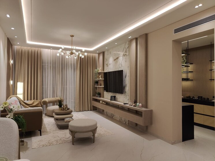 Living Room, dosti-willow 3 Bedroom 1264 Sq.Ft. Apartment In Balkum Pada Thane 7622023