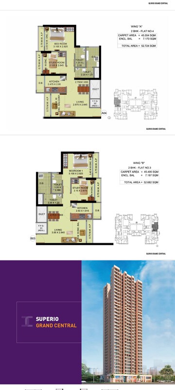Floor Plan in 2 BHK Apartment at Puraniks Glorio Grand Central, Vartak Nagar – for Sale