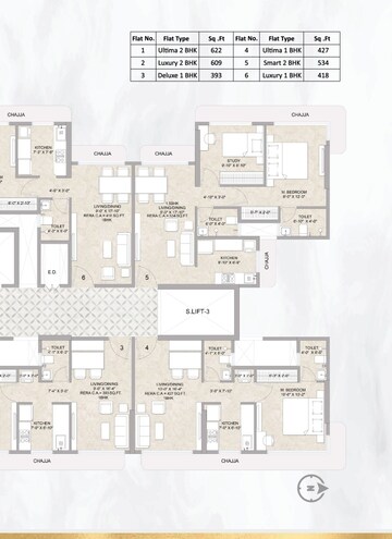 Floor Plan in 1 BHK Apartment at Blue Ozone Residency, Dahisar – for Sale