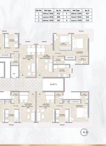 Floor Plan in 2 BHK Apartment at Blue Ozone Residency, Dahisar – for Sale