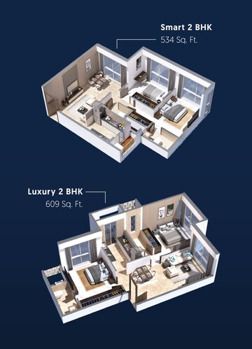 Floor Plan in 2 BHK Apartment at Blue Ozone Residency, Dahisar – for Sale