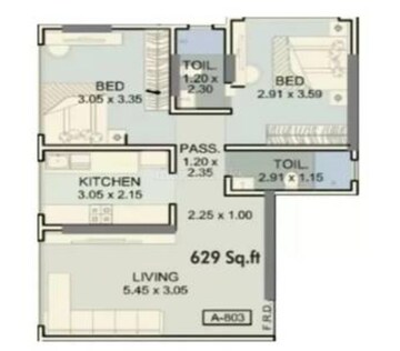 Floor Plan in 1 BHK Apartment at Malad West – for Sale