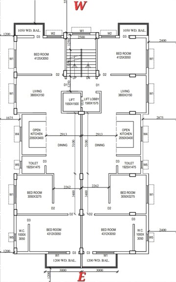 Floor Plan in 3 BHK Apartment at New Town Action Area 1 – for Sale