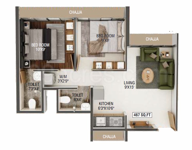 Floor Plan, today-royal-aikyam 1 Bedroom 645 Sq.Ft. Apartment In Kharghar Navi Mumbai 7638717