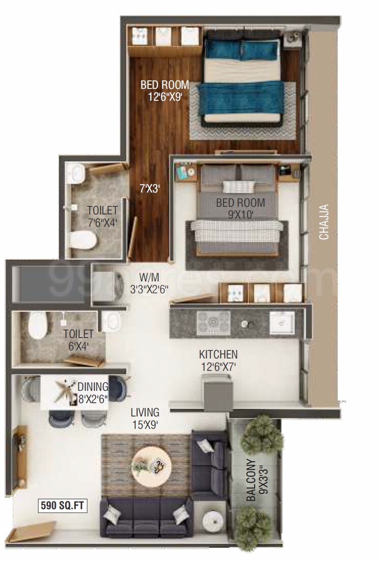 Floor Plan, today-royal-aikyam 1 Bedroom 645 Sq.Ft. Apartment In Kharghar Navi Mumbai 7638717
