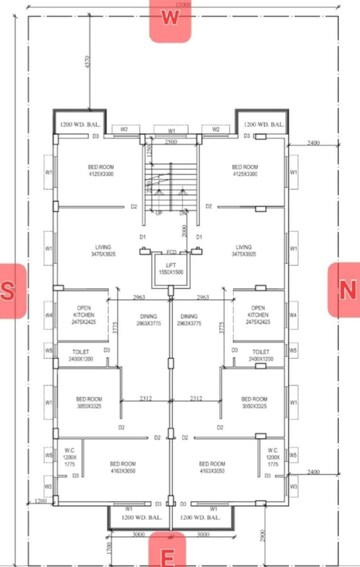 Floor Plan in 3 BHK Apartment at New Town Action Area ii – for Sale
