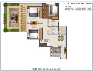 Floor Plan in 3 BHK Apartment at Farukh Nagar Sector 3 – for Sale