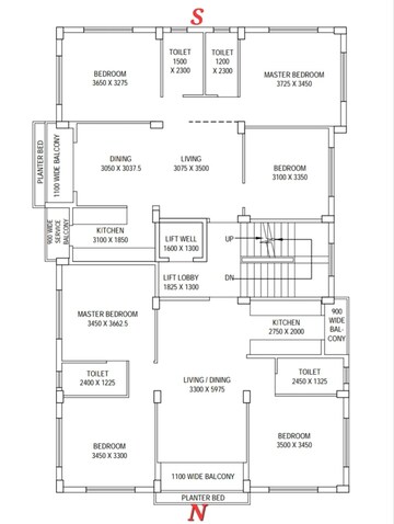 Floor Plan in 3 BHK Apartment at New Town Action Area ii – for Sale