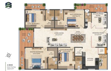 Floor Plan in 4 BHK Apartment at Srias Iwa, Nanakramguda – for Sale