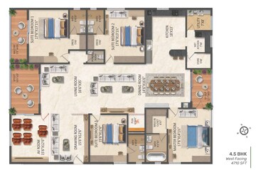 Floor Plan in 5 BHK Apartment at Srias Iwa, Nanakramguda – for Sale