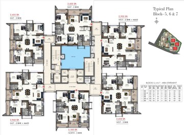 Floor Plan in 3.5 BHK Apartment at Western Springs, Puppalaguda – for Sale