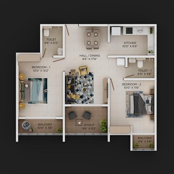 Floor Plan in 1 BHK Apartment at VBHC Springwater, Palghar – for Sale