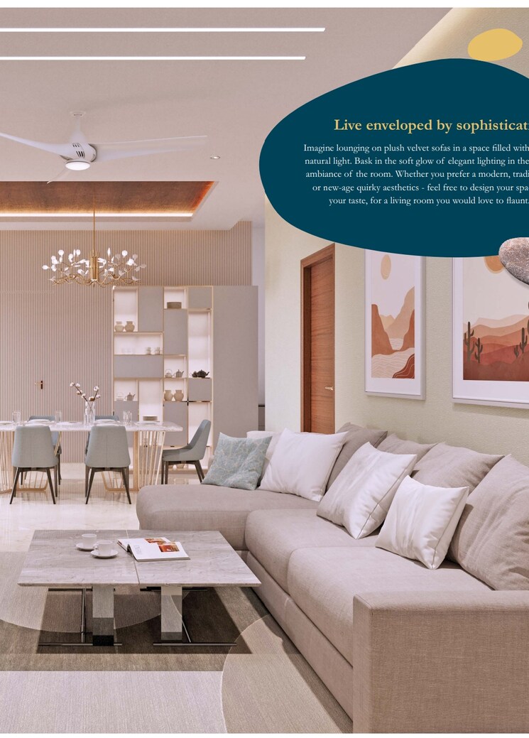 Living Room, eipl-corner-stone 3 Bedroom 1950 Sq.Ft. Apartment In Gandipet Hyderabad 7654901