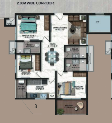 Floor Plan in 2.5 BHK Apartment at Candeur Crescent, Venkat Reddy Colony – for Sale
