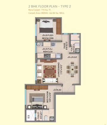 Floor Plan in 2 BHK Apartment at Marigold Miraaya, Mulund West – for Sale