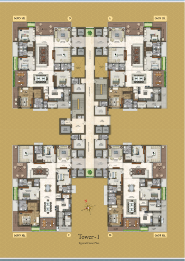 Master Plan in 4 BHK Apartment at Raghava Iris, Rai Durg – for Sale
